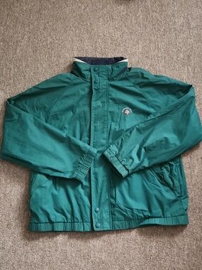 Members Only Dark Green Lightweight Jacket with Cream Trim Size Large